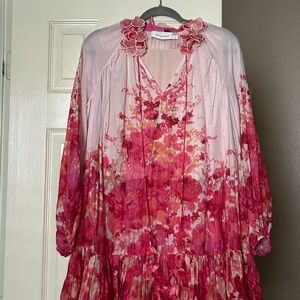Zimmermann Pink Floral Long Sleeve Dress